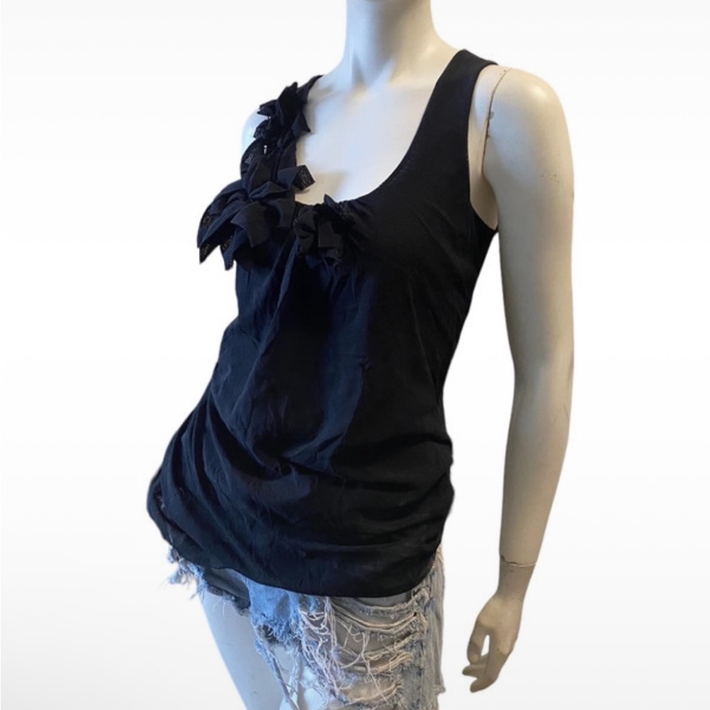 Sweet Pea by Stacy Frati Mesh 3D Flower Design Tank Top Sz L
